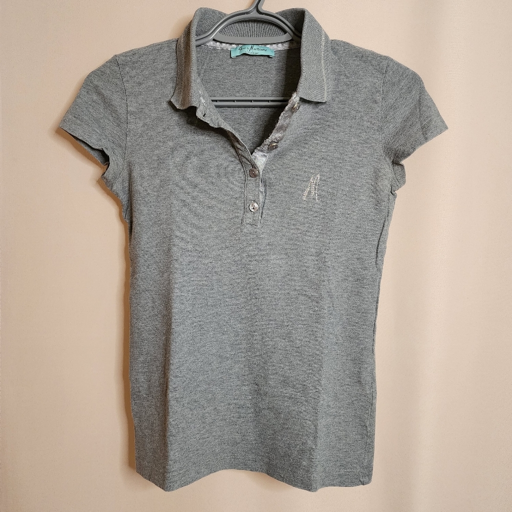 Guess by Marciano Grey Cotton Polo Shirt, Short Sleeved, y2k, vintage